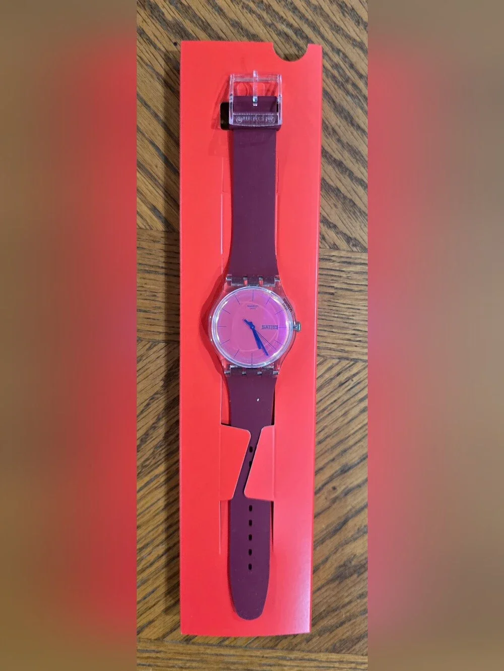 NWT In Box Swatch Polared SUOK717  with Pink Dial And New Guard NEW GENT